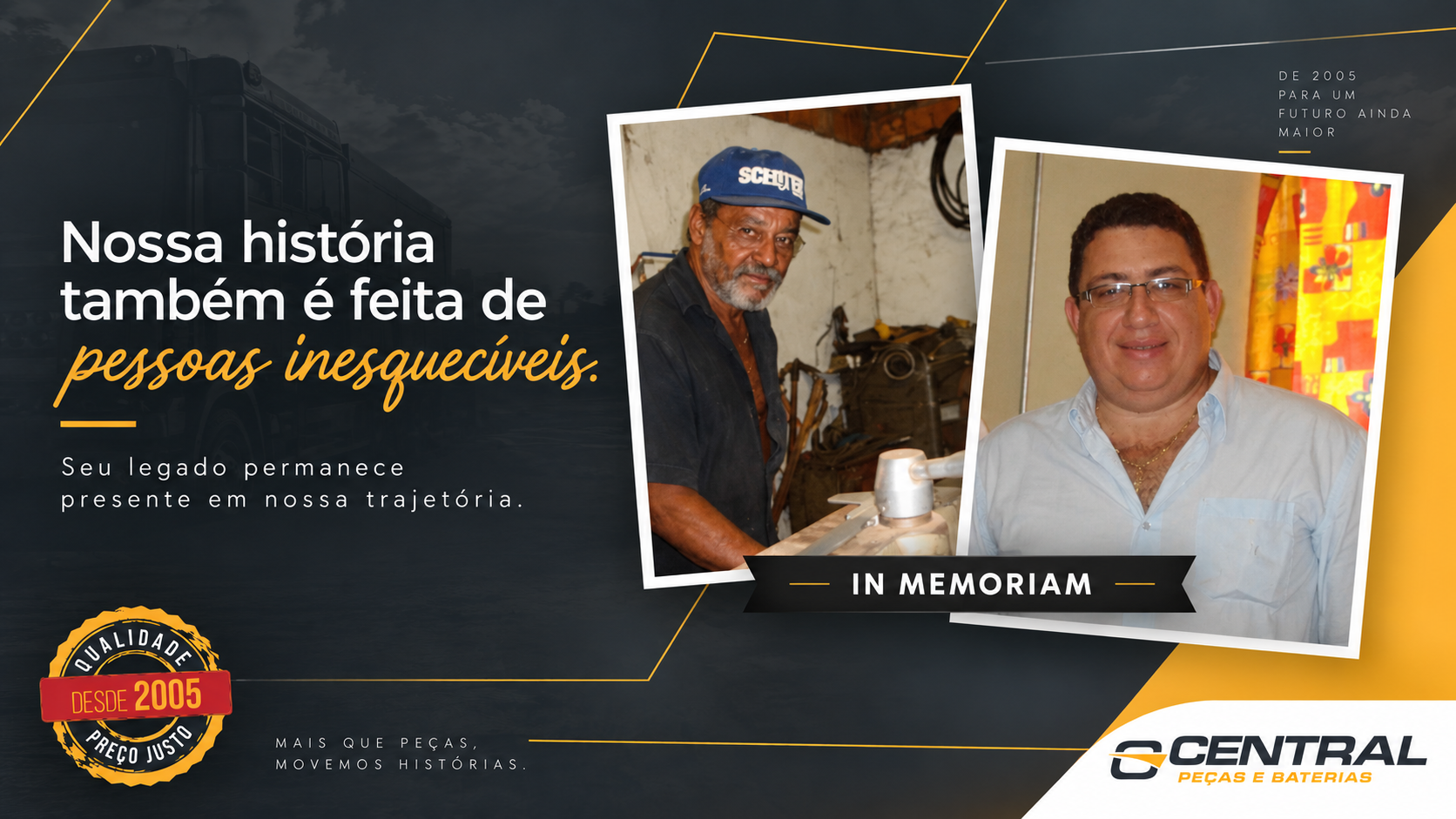 Homenagem à história da Central Peças e Baterias
